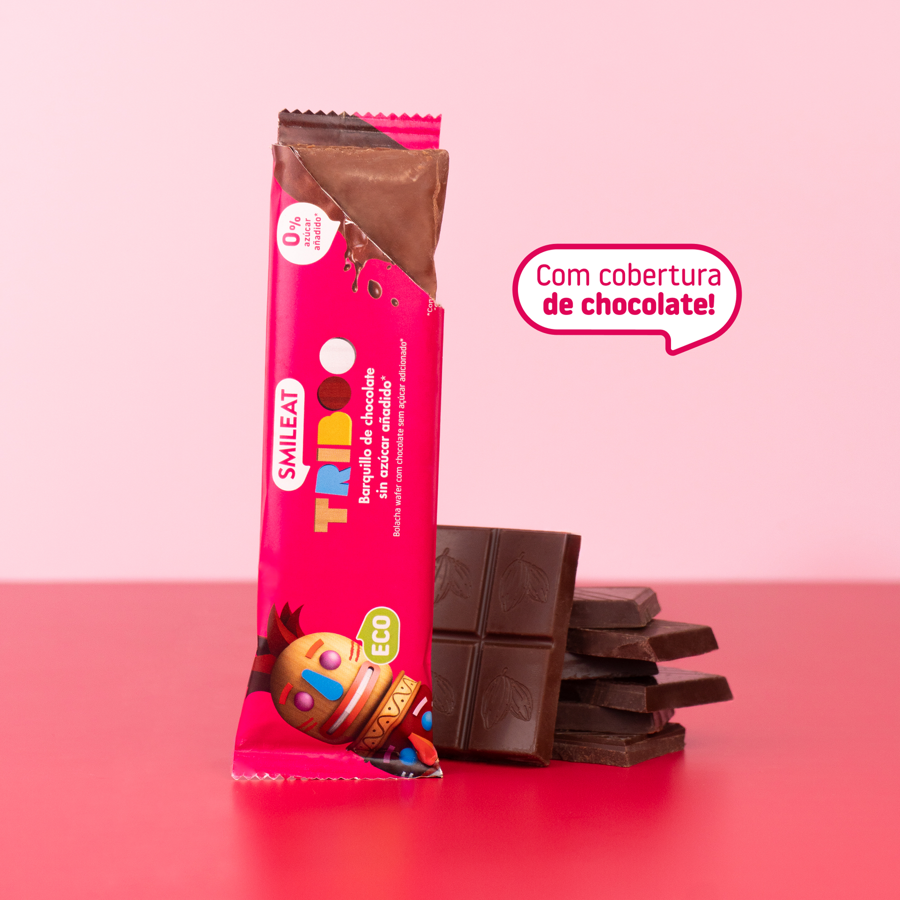 Bolacha wafer coberta de chocolate
