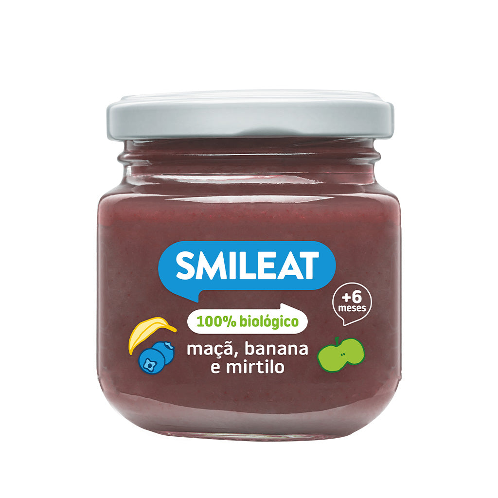 Boião maçã, banana e mirtilo