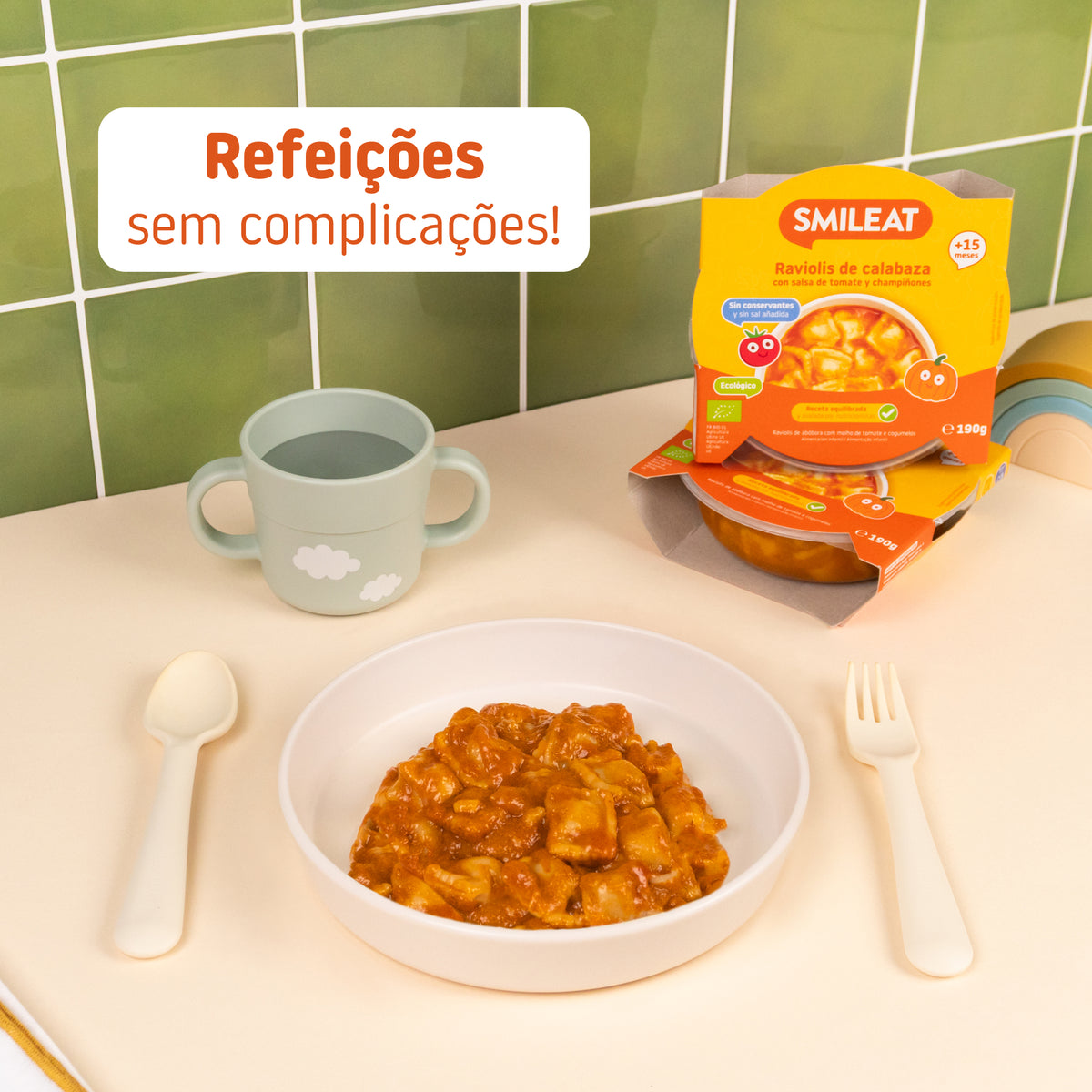 Pratinho de Raviolis de abóbora com molho de tomate e cogumelos