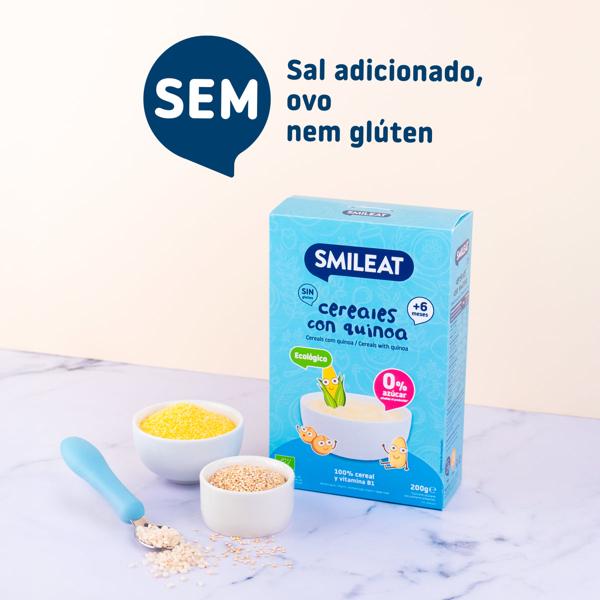 Papa de cereais com quinoa sem glúten