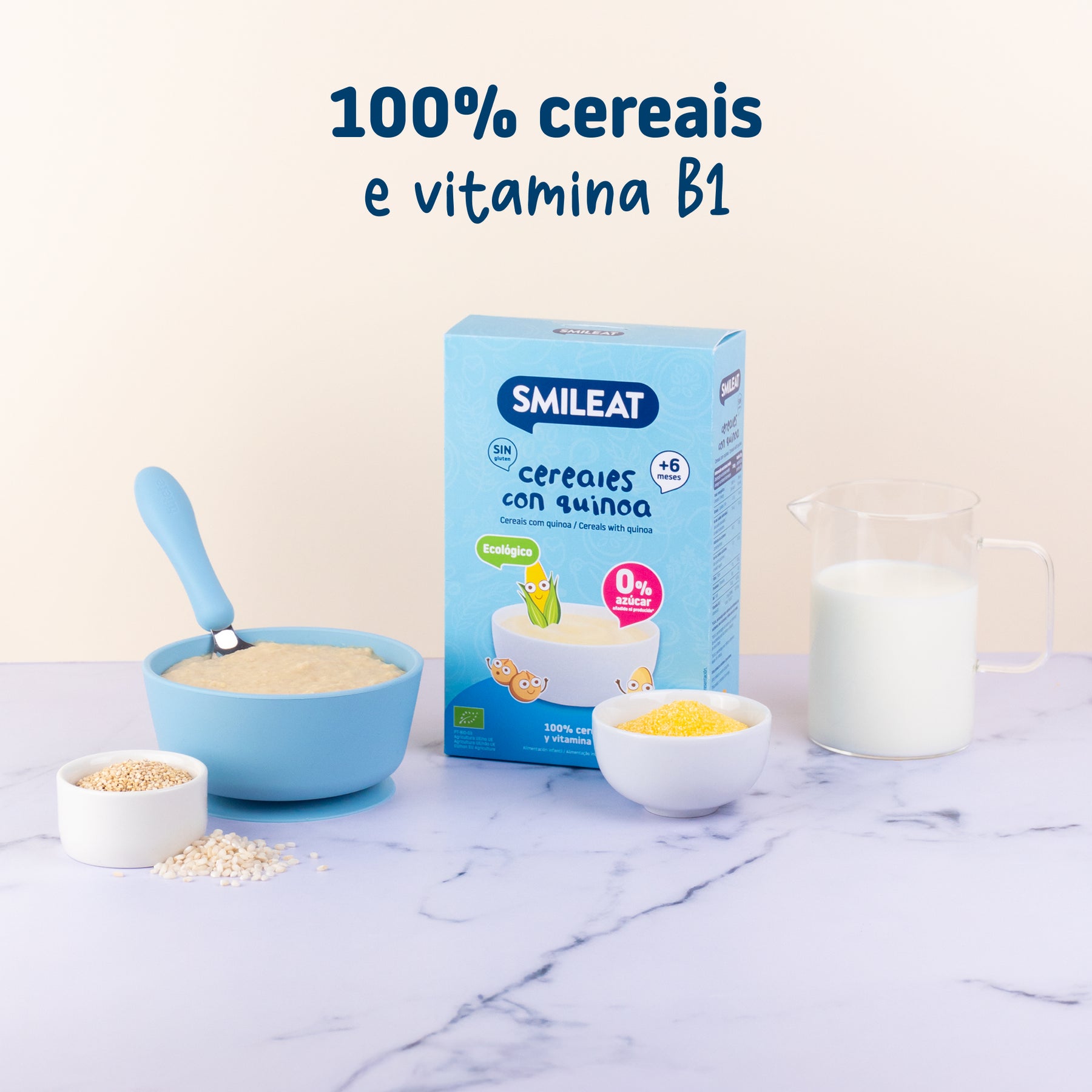 Papa de cereais com quinoa sem glúten