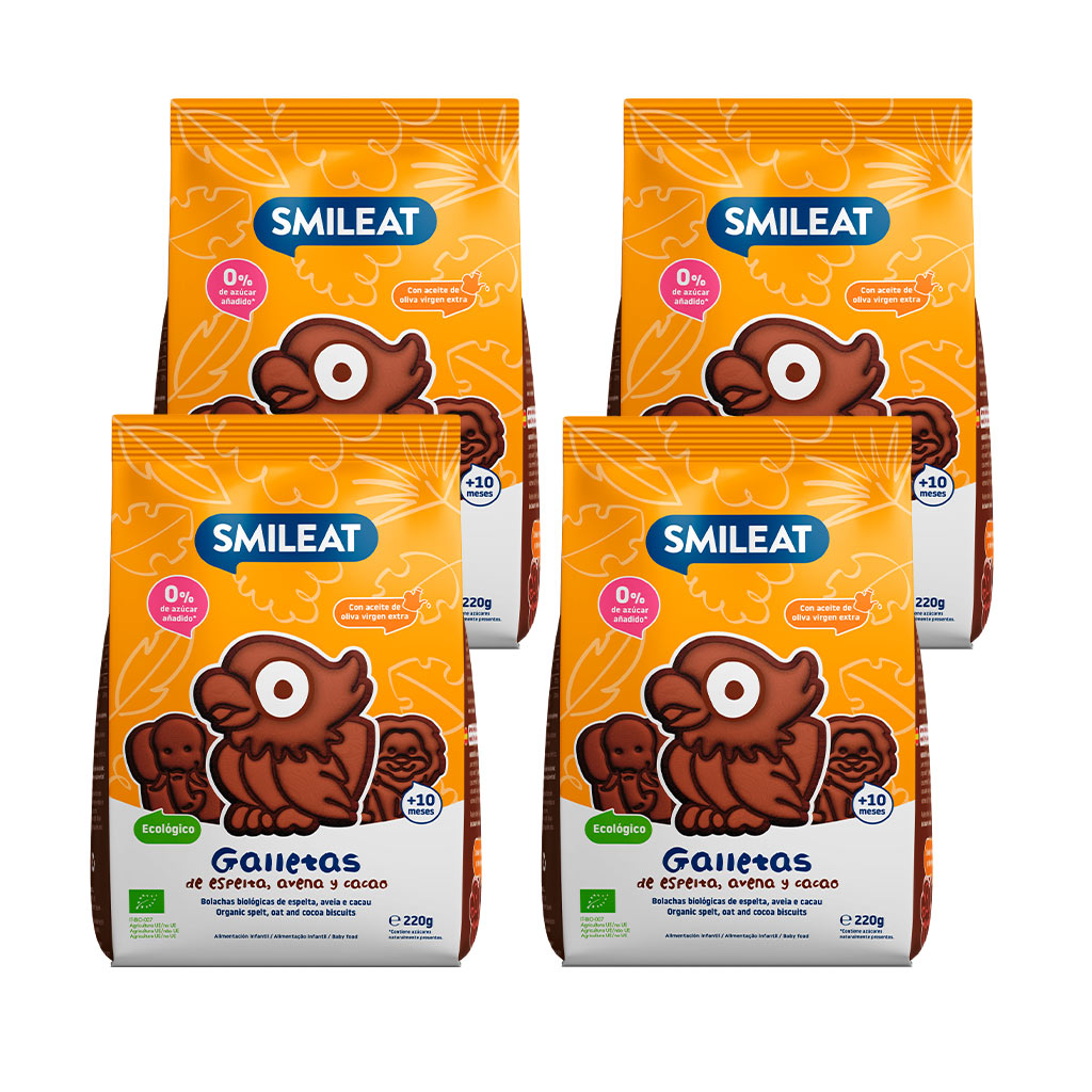Pack bolachas espelta, aveia e cacau 4uds