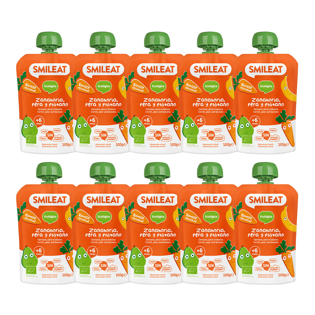Pack pouches Cenoura, Pera e Banana 10uds