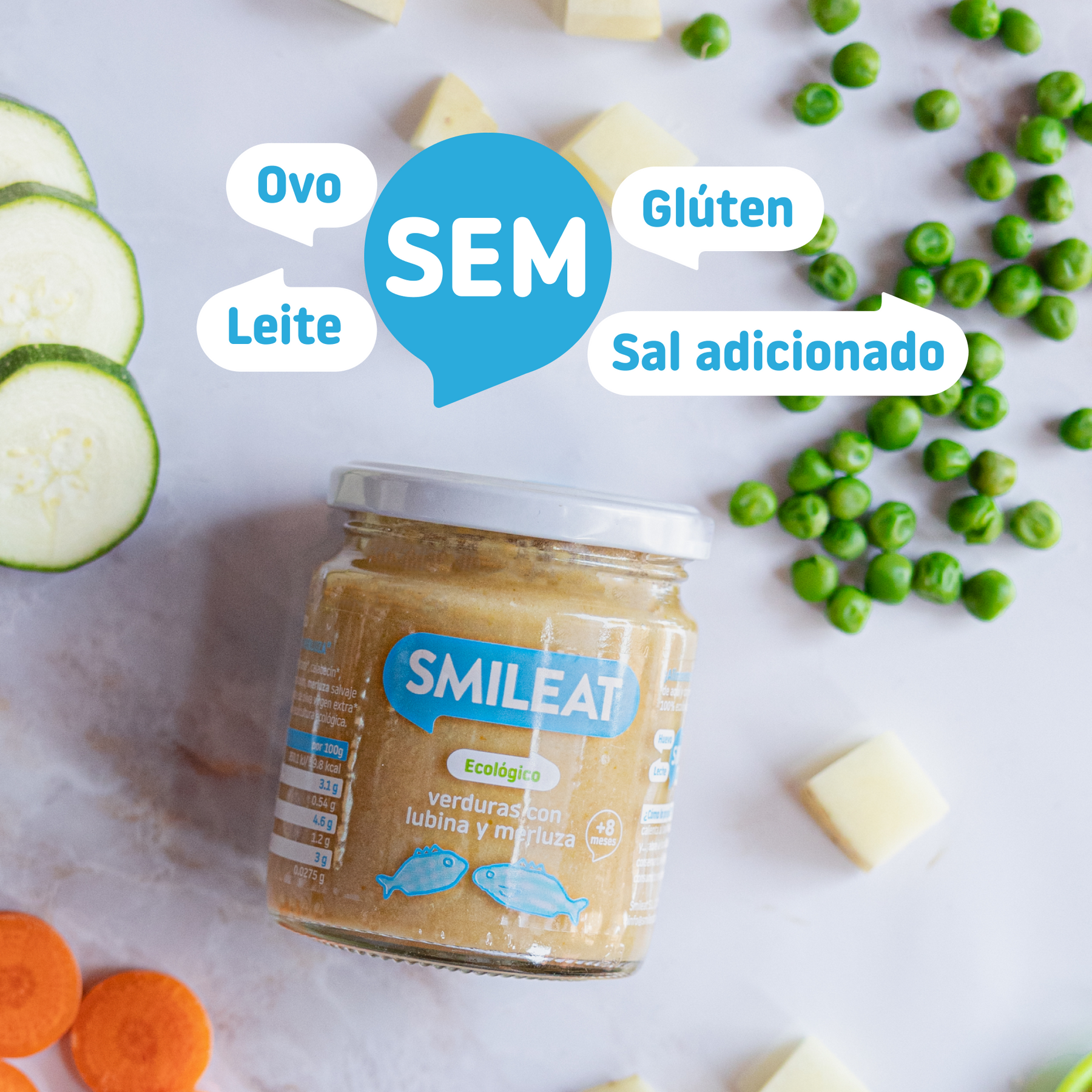 Boião de legumes com robalo e pescada