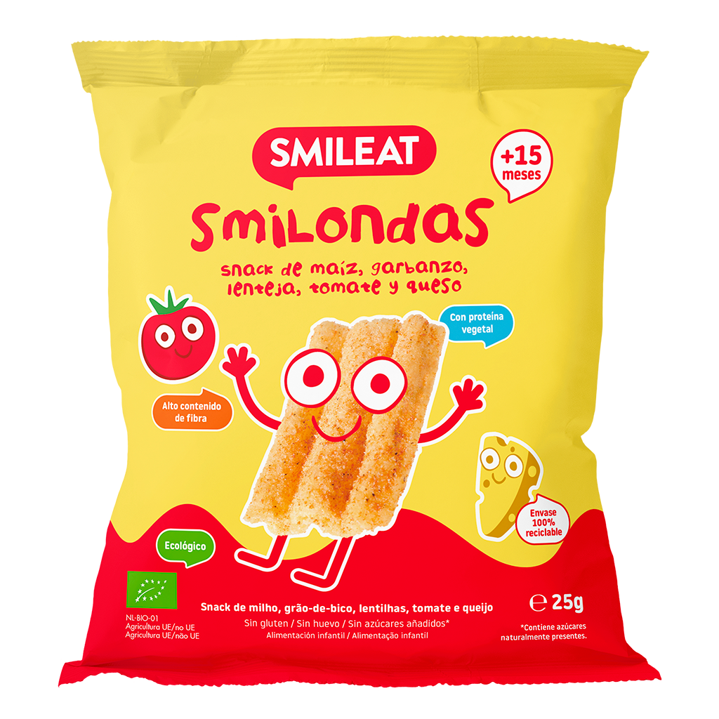 Smilondas de milho, grão-de-bico, lentilhas, tomate e queijo
