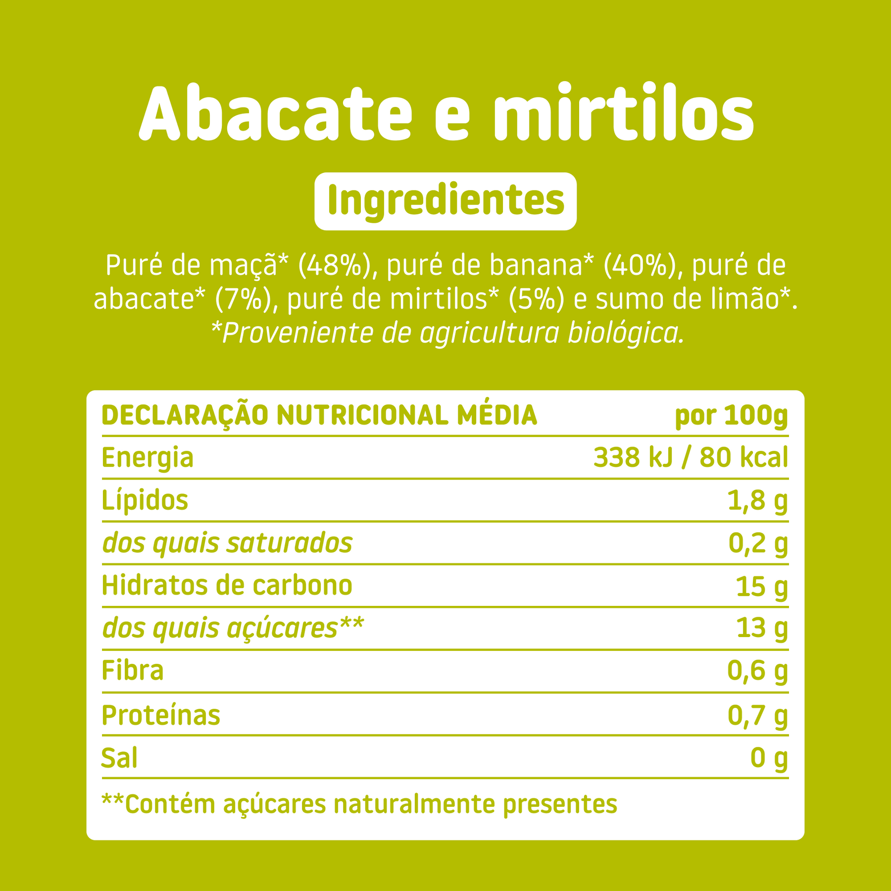 Pouch de abacate e mirtilos