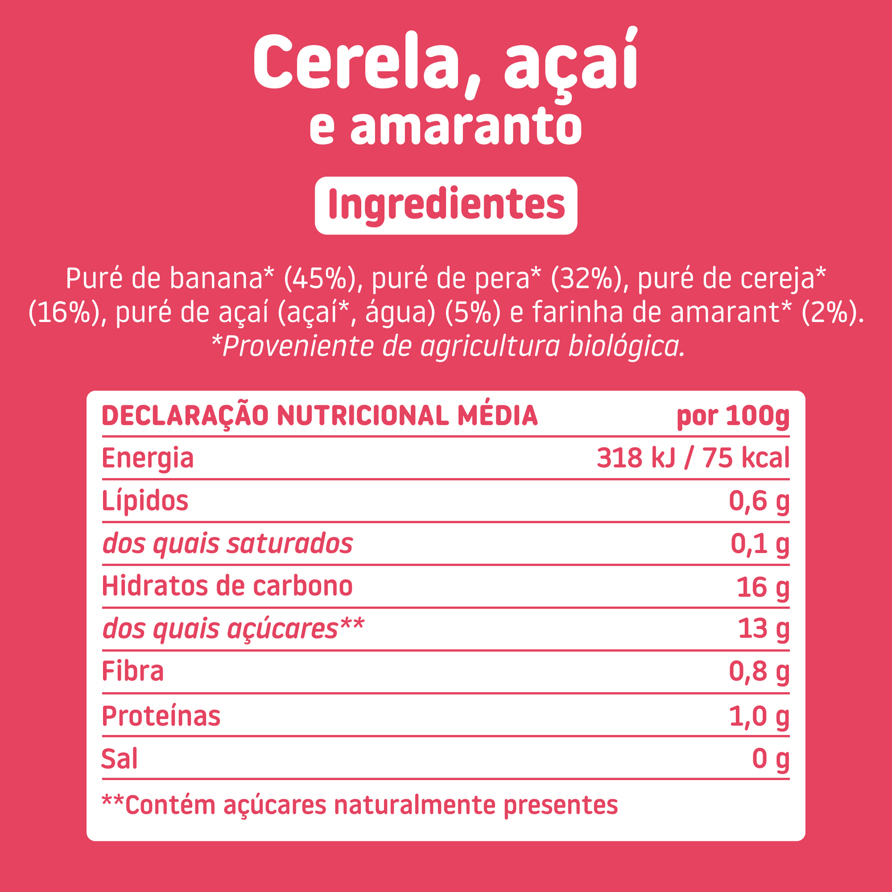 Pouch de cereja, açaí e amaranto
