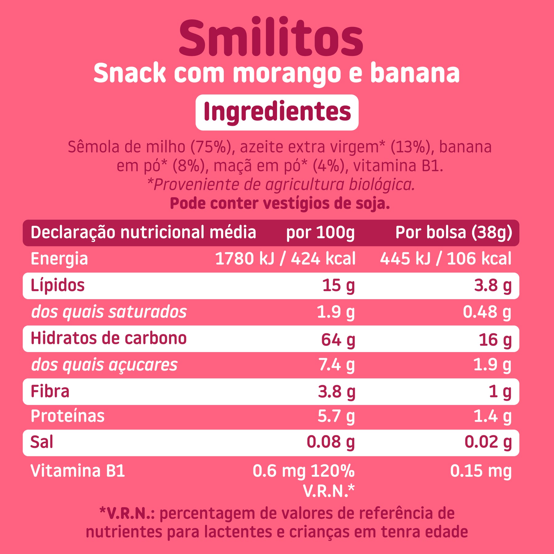 Pack Smilitos Morango e Banana 8Uds