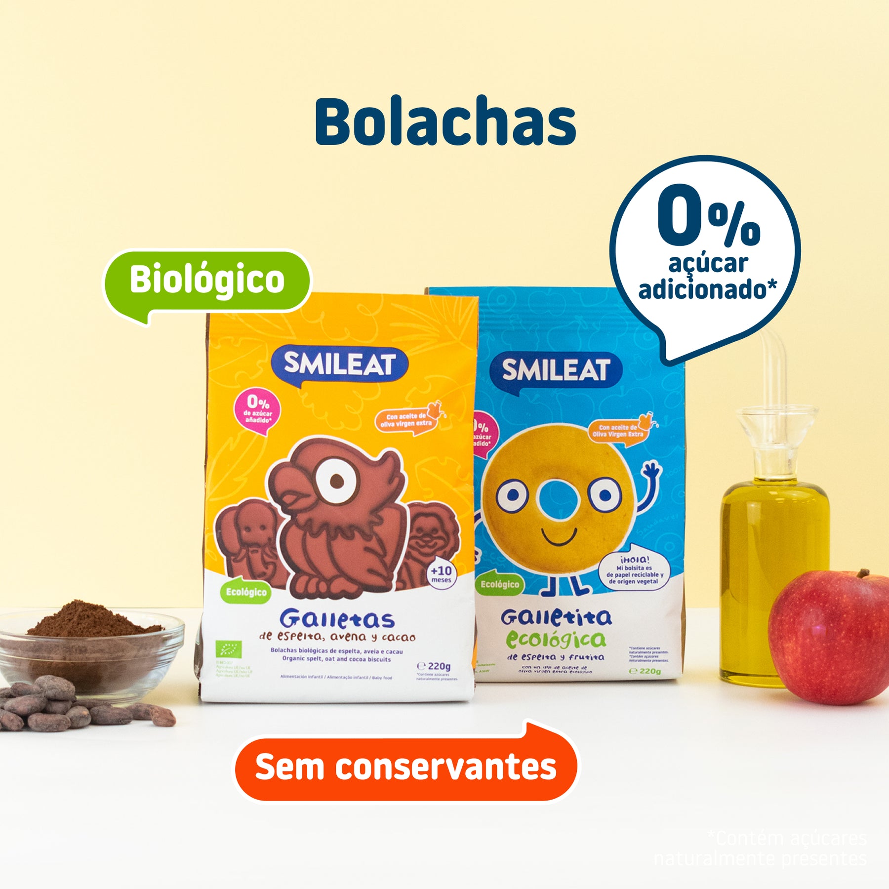 Bolachas biológico sem conservantes