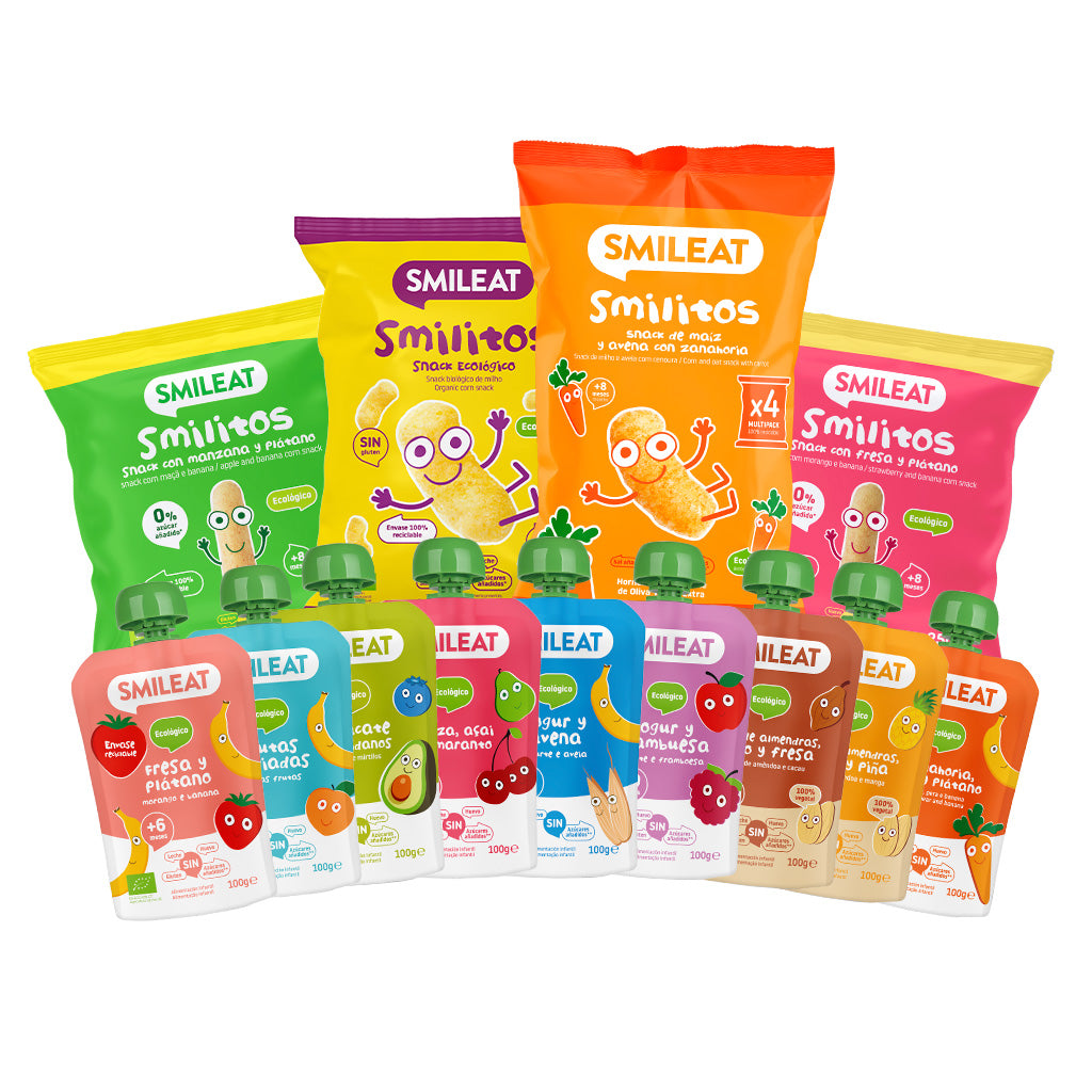 O pack completo Pouches y Smilitos
Para bebés a partir dos 8 meses
