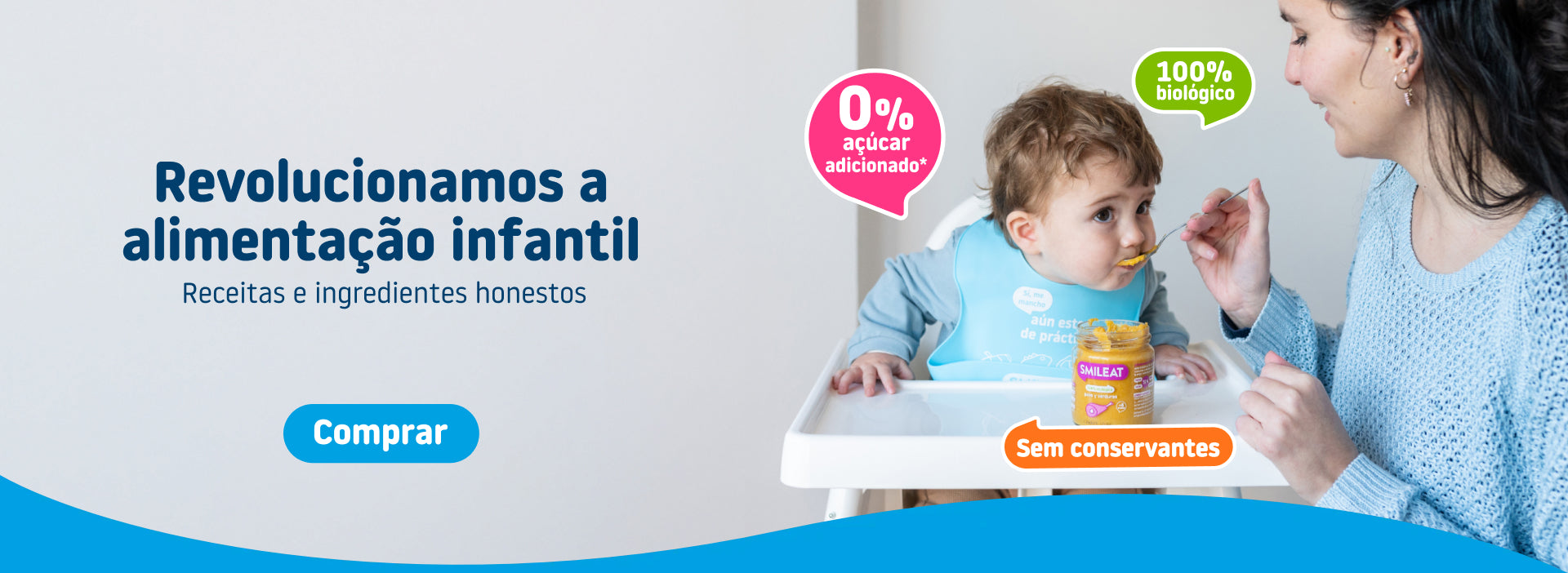 Revolucionamos a alimentação infantil com ingredientes reais e sem açúcares adicionados