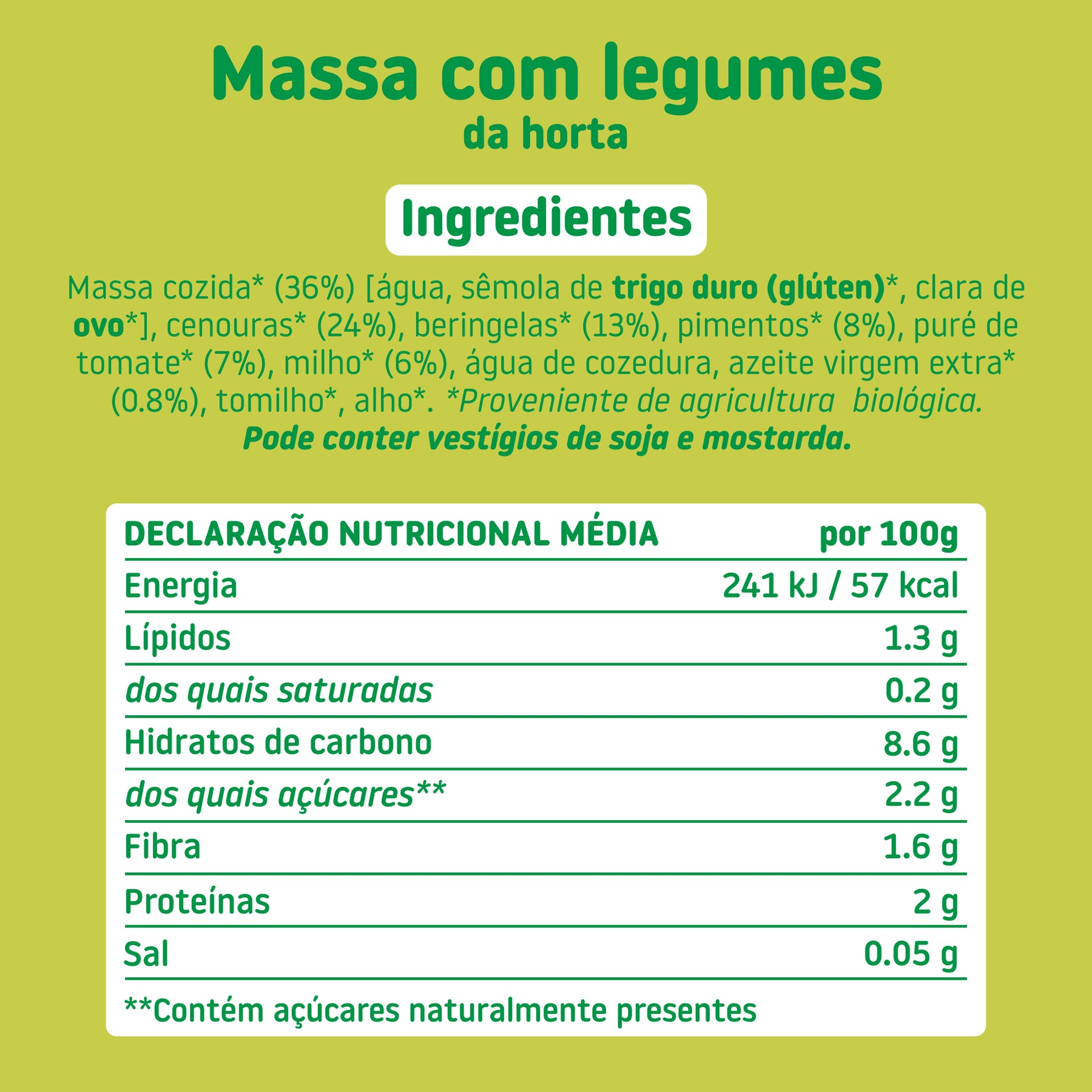 ingredientes massa com legumes da horta