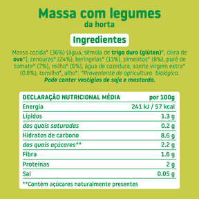 ingredientes massa com legumes da horta