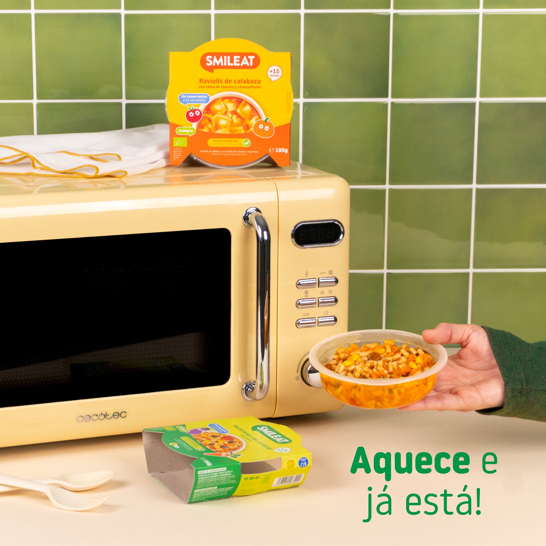 Pratinho de Massa com legumes da horta+15 meses aquece e já está