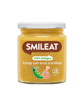 Boião SMILEAT 100% biológico frango com arroz e ervilhas