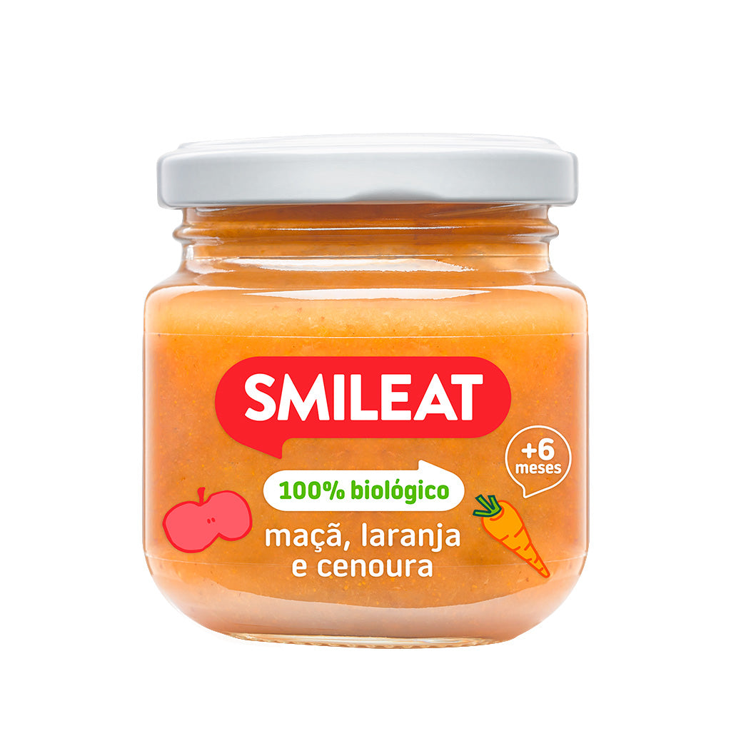 Boião de maçã, laranja e cenoura
