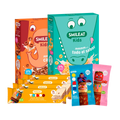 Pack de pequeno-almoço e lanche SMILEAT Kids com cereais biológicos, wafers e snacks de fruta para crianças.