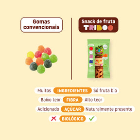 Snack de fruta biológico ingredientes só fruta bio
