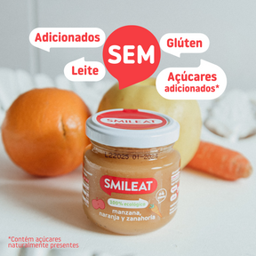 Boião de maçã, laranja e cenoura